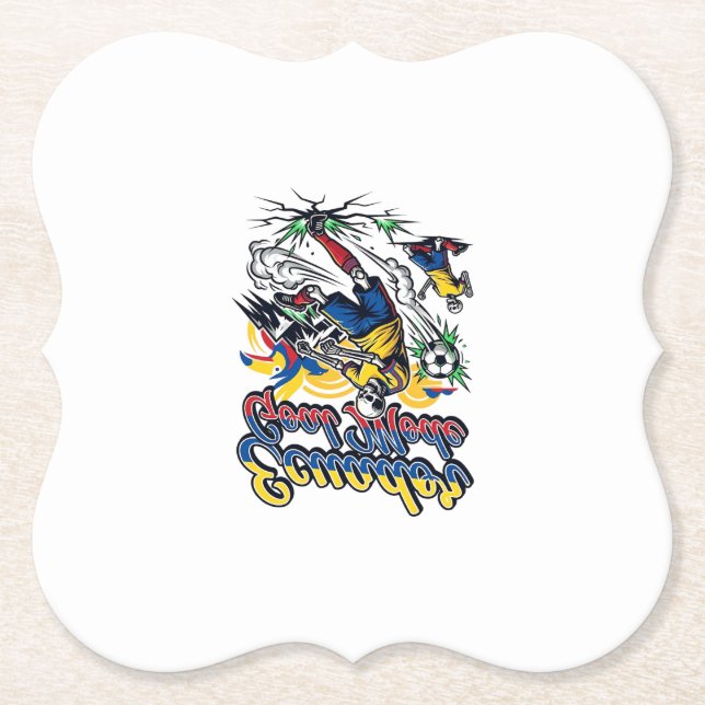 Ecuador Goal Mode Skeleton Striker Nations Dynamic Paper Coaster (Front)