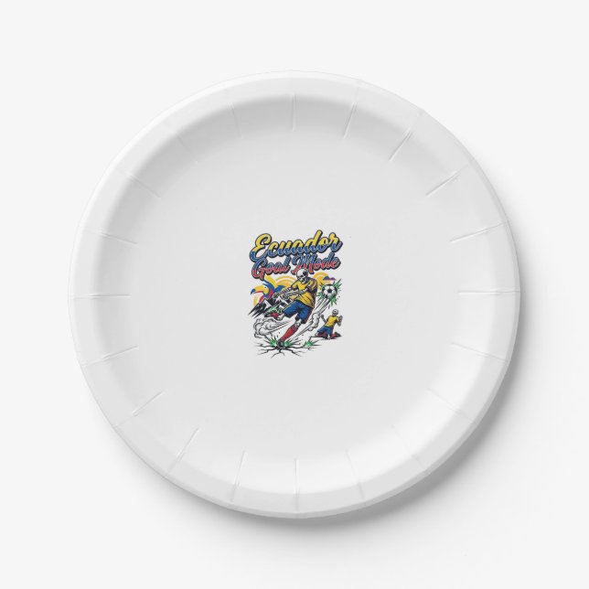 Ecuador Goal Mode Skeleton Striker Nations Dynamic Paper Plates (Front)