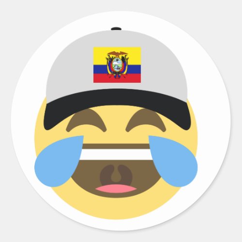 Ecuador Hat Laughing Emoji Classic Round Sticker