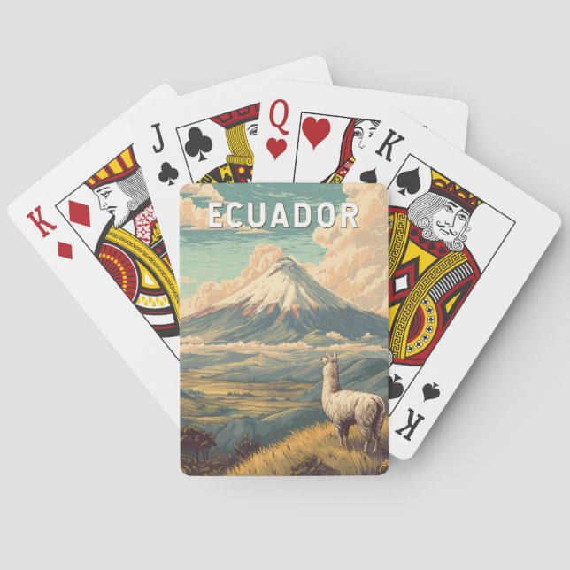 Ecuador Illustration Travel Art Vintage Poker Cards (Back)