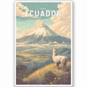 Ecuador Illustration Travel Art Vintage Sticker