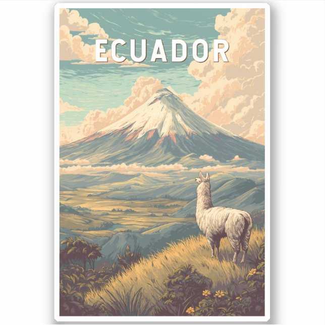 Ecuador Illustration Travel Art Vintage Sticker (Front)