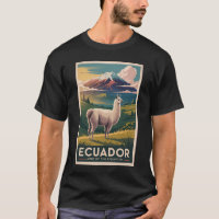 Ecuador Llama Illustration Travel Art Vintage