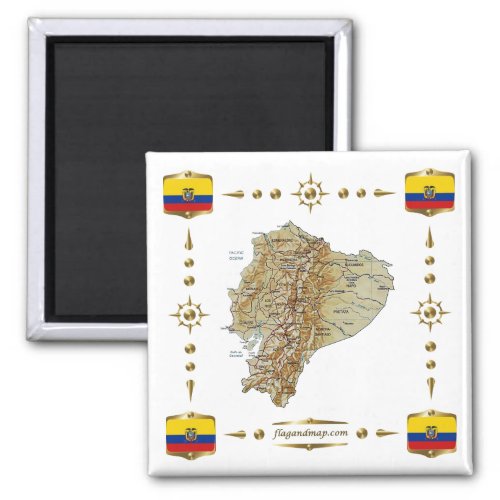 Ecuador Map  Flags Magnet