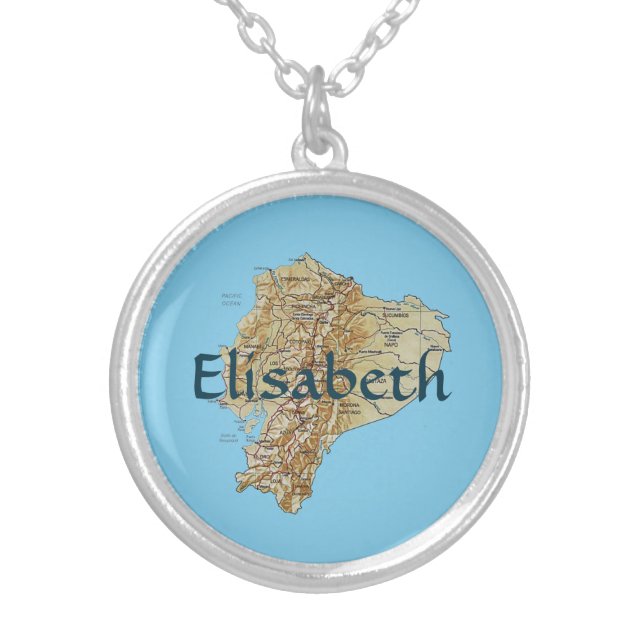 Ecuador Map + Name Necklace (Front)