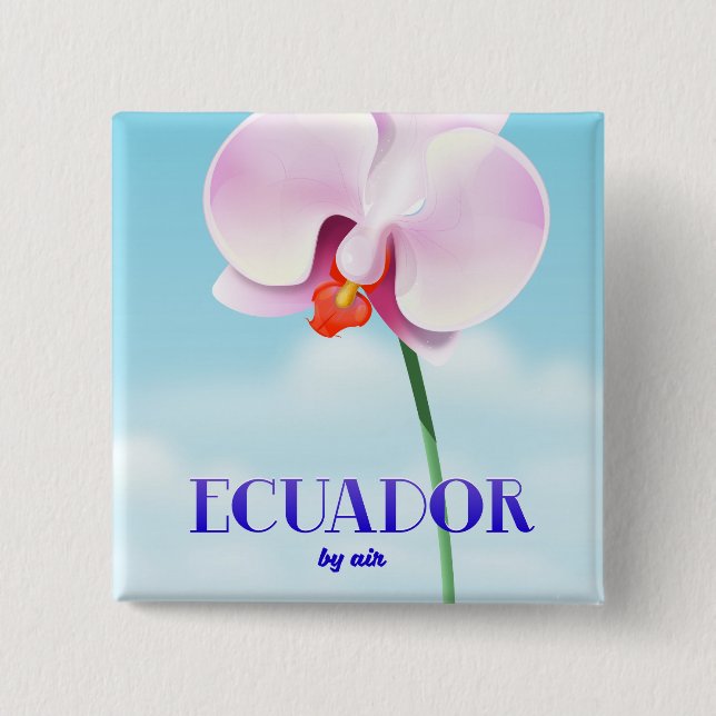 Ecuador orchid travel poster button (Front)