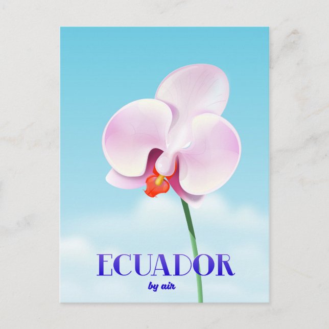 Ecuador orchid travel poster postcard (Front)