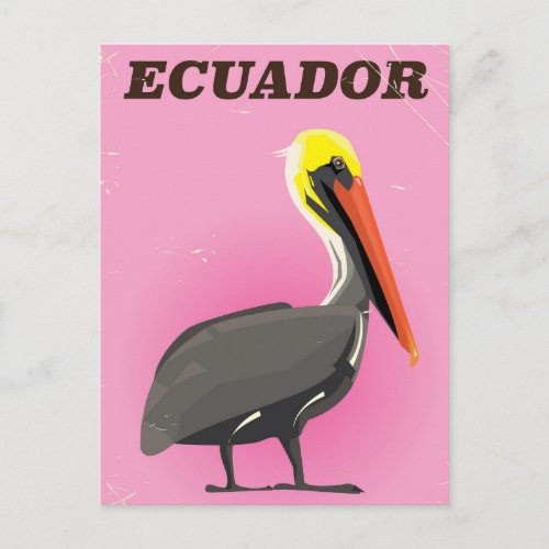 Ecuador Pelican vintage travel poster Postcard