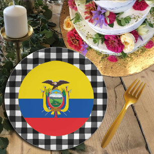 Ecuador Plate, buffalo plaid & Ecuador Flag Paper Plates