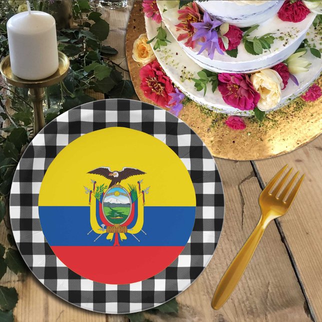 Ecuador Plate, buffalo plaid & Ecuador Flag Paper Plates (Creator Uploaded)
