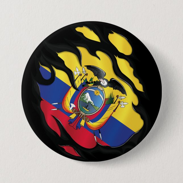 Ecuador Ripped Flag Button (Front)