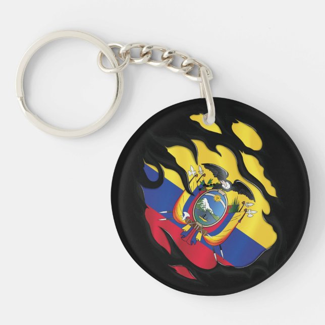 Ecuador Ripped Flag Keychain (Front)