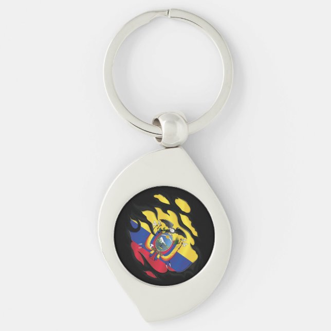 Ecuador Ripped Flag Keychain (Front)