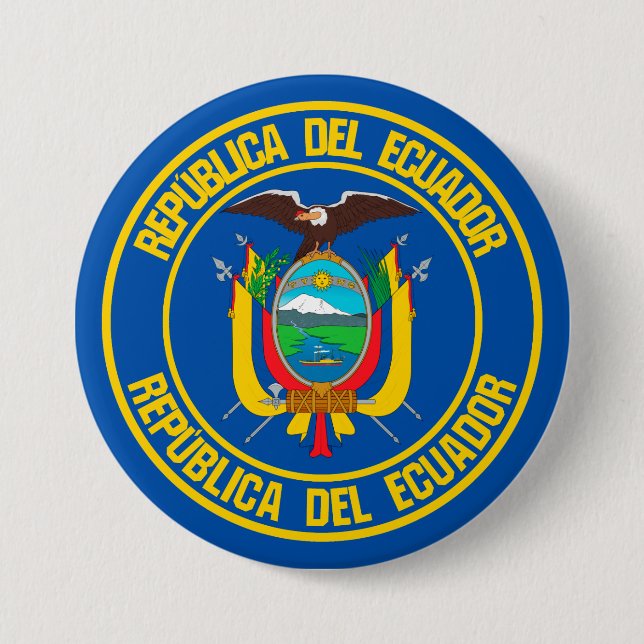 Ecuador Round Emblem Button (Front)