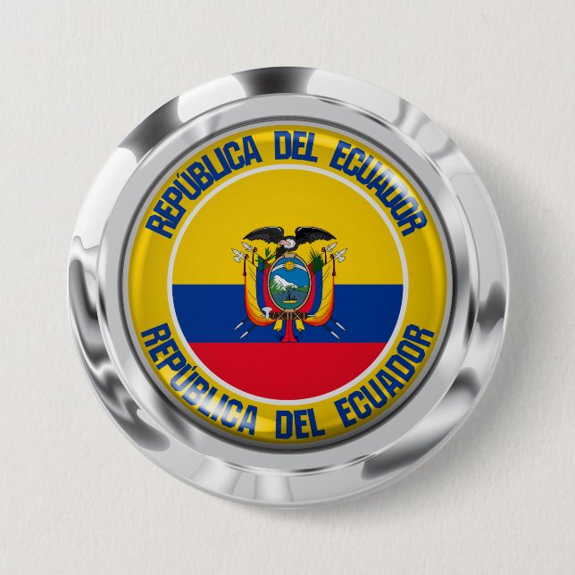 Ecuador Round Emblem Button (Front)