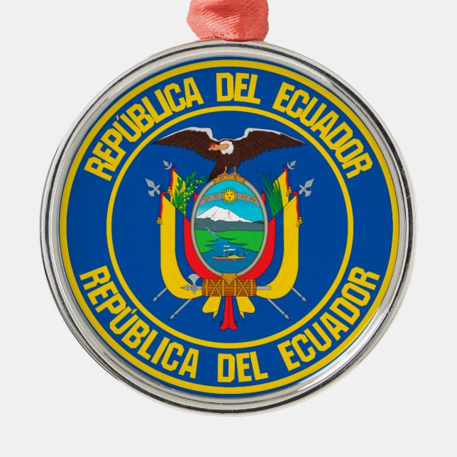 Ecuador Round Emblem Metal Ornament (Front)