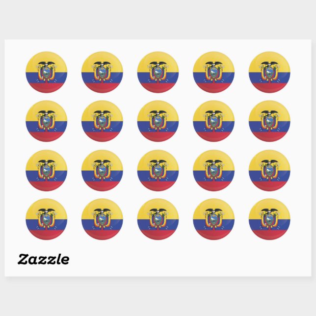 Ecuador  Round Icon Flag  Classic Round Sticker (Sheet)