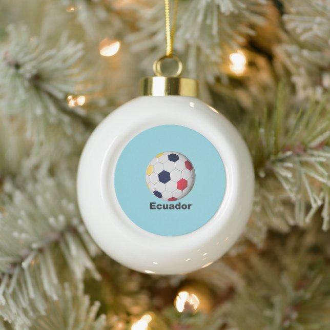 Ecuador Soccer Ceramic Ball Christmas Ornament (Tree)