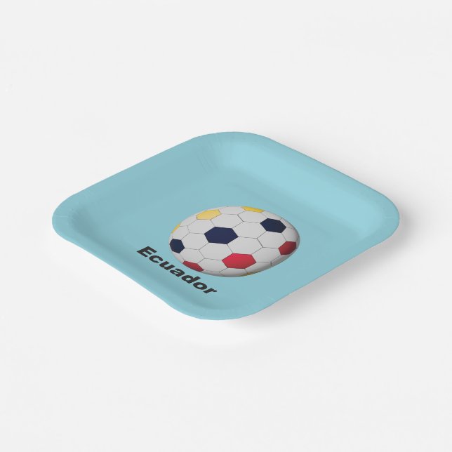 Ecuador Soccer Paper Plates (Angled)