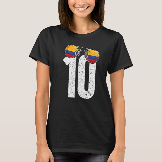 Ecuador Soccer Player Number 10 Ecuadorian Flag T-Shirt (Front)