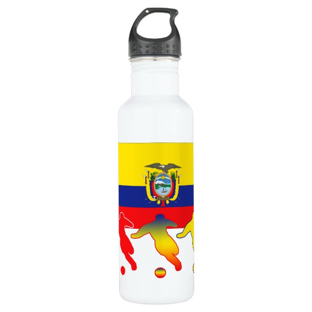 Ecuador Soccer Players Stainless Steel Water Bottle (Front)