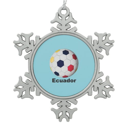 Ecuador Soccer Snowflake Pewter Christmas Ornament