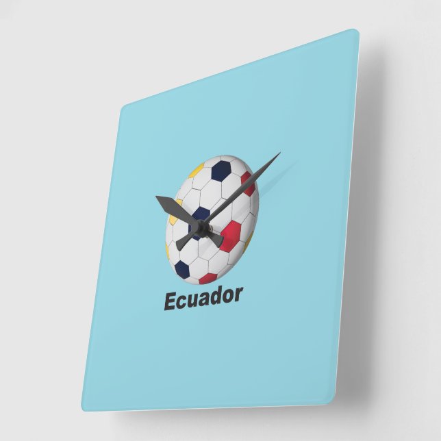 Ecuador Soccer Square Wall Clock (Angle)