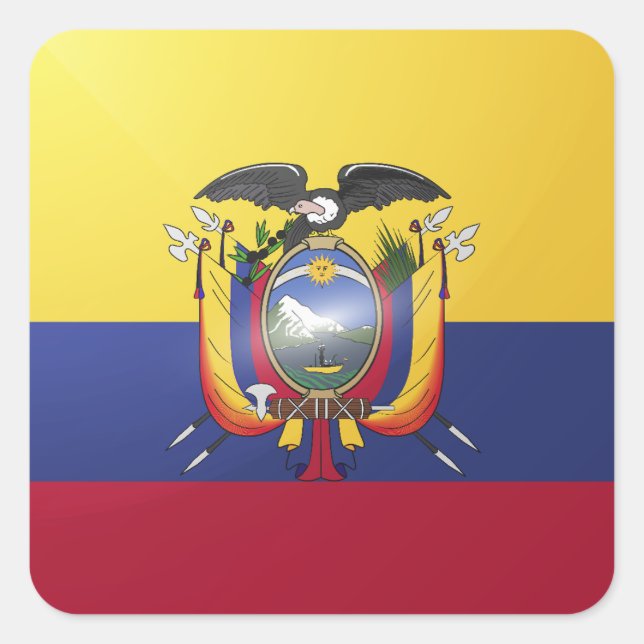 Ecuador square glossy flag sticker (Front)