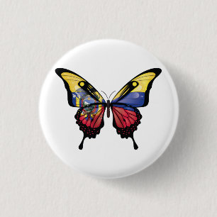 Ecuador Swallowtail Butterfly Flag Sticker Button
