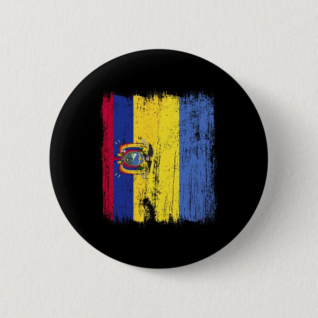 Ecuador Ukraine Half Flag Ecuadorian Ukrainian Her Button (Front)
