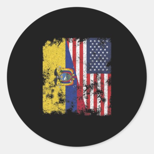 Ecuador USA Flag _ Half American Classic Round Sticker