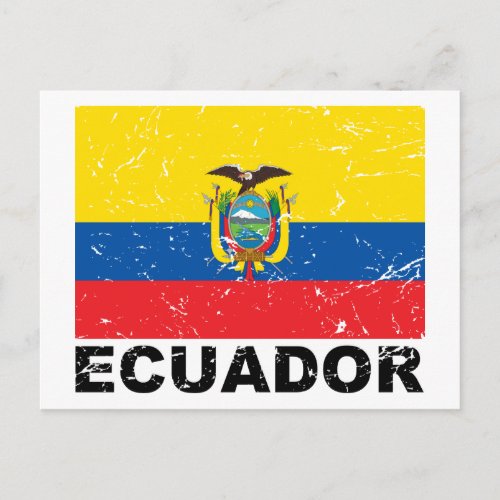Ecuador Vintage Flag Postcard