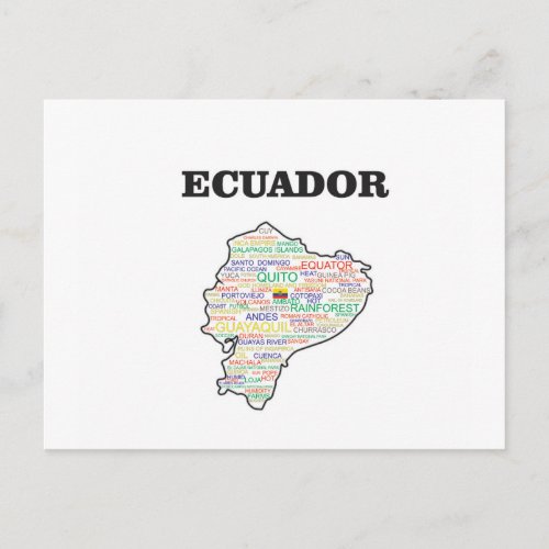 ECUADOR WORD COLLAGE POSTCARD