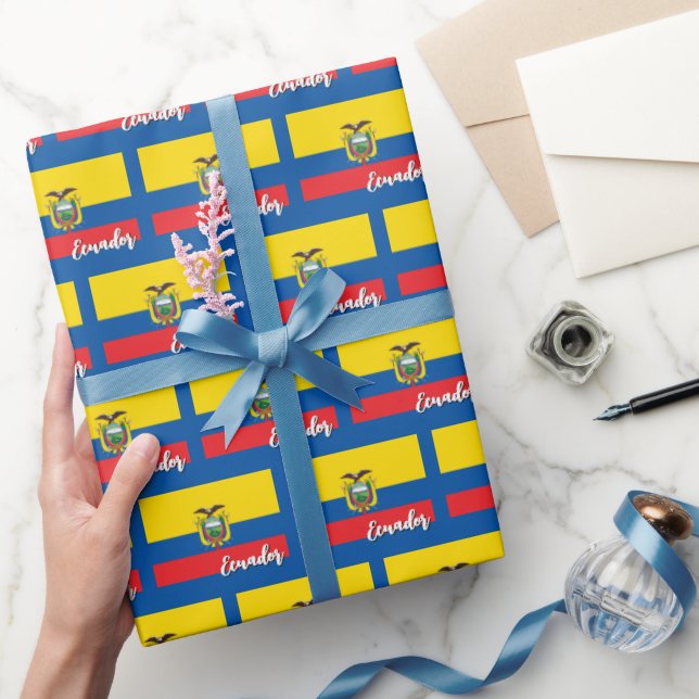 Ecuador Wrapping Paper, Blue, Ecuador Flag Wrapping Paper (Gifting)