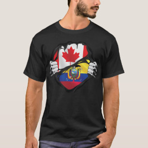 Ecuadoran Canadian Hands Ripped Roots Flag T-Shirt