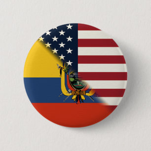 Ecuadorian American Flag Half Ecuador USA Button