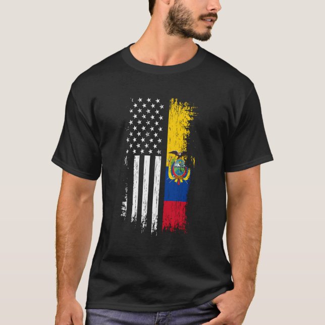 Ecuadorian American Flag Hoodie Pride Ecuador Usa  T-Shirt (Front)