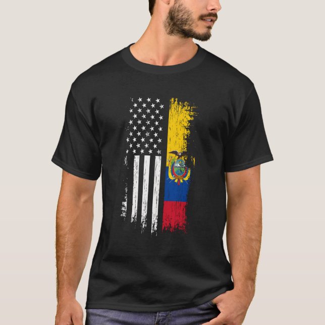 Ecuadorian American Flag Pride Ecuador Usa T-Shirt (Front)
