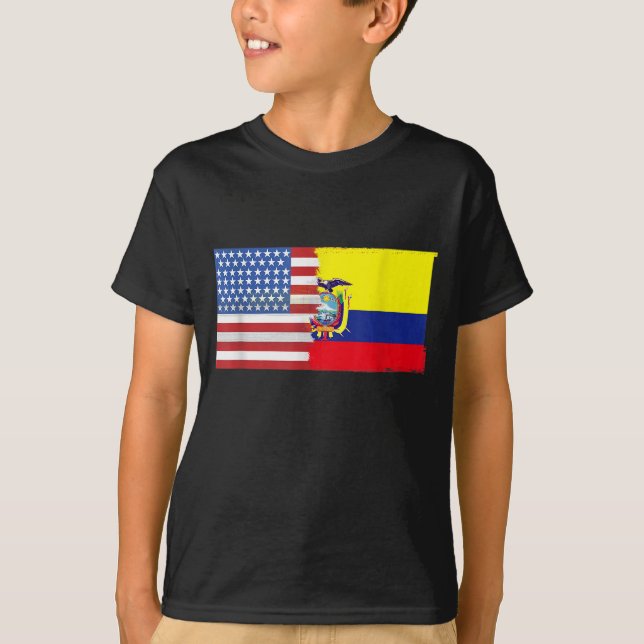 Ecuadorian American Half Ecuador Half America Flag T-Shirt (Front)