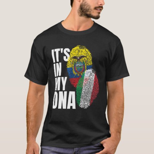 Ecuadorian And Italian Mix DNA Flag Heritage T_Shirt