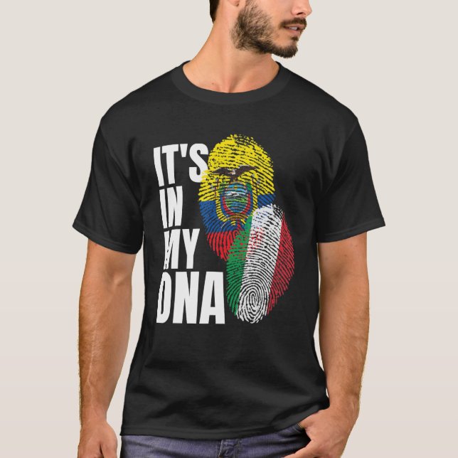 Ecuadorian And Italian Mix DNA Flag Heritage T-Shirt (Front)
