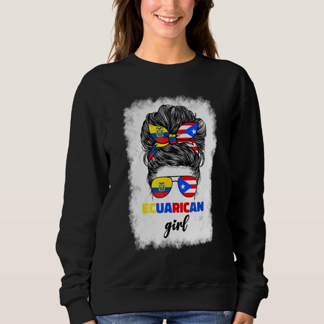 Ecuadorian And Puerto Rican Rico Ecuador Flag Girl Sweatshirt (Front)