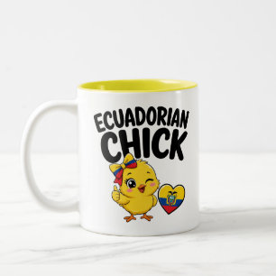 Ecuadorian Chick Cute Ecuador Flag Heart Design Two-Tone Coffee Mug