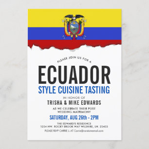 Ecuadorian Cuisine Party Flag White Invite