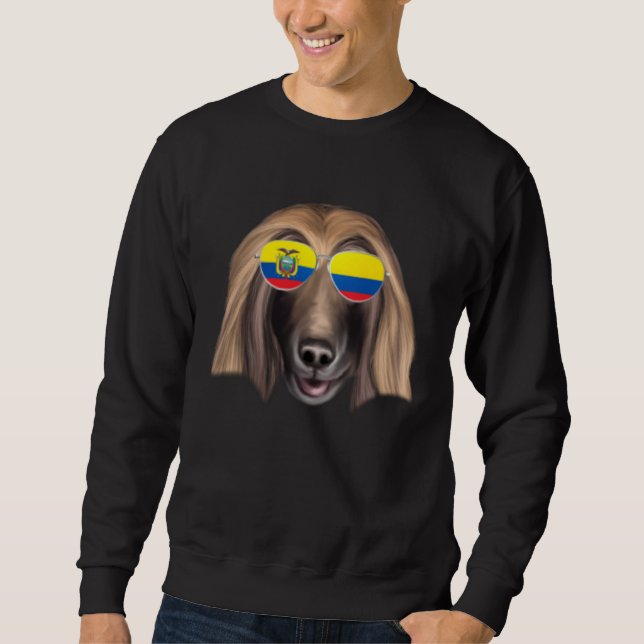 Ecuadorian Flag Afghan Hound Dog Ecuador Pocket Sweatshirt (Front)