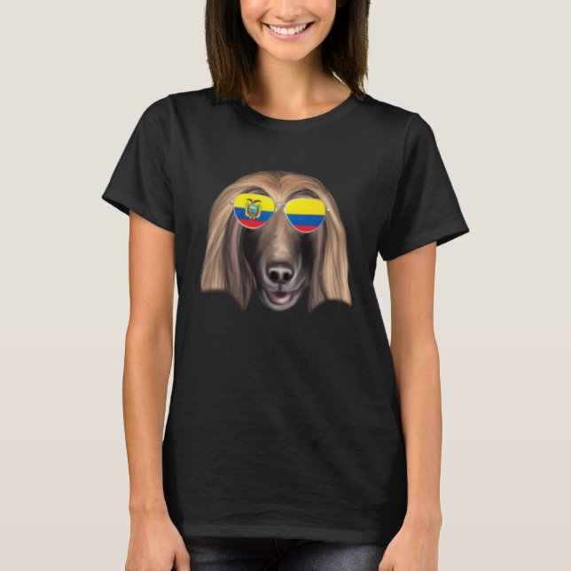 Ecuadorian Flag Afghan Hound Dog Ecuador Pocket T-Shirt (Front)