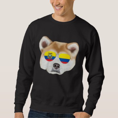 Ecuadorian Flag Akita Dog Ecuador Pocket Sweatshirt