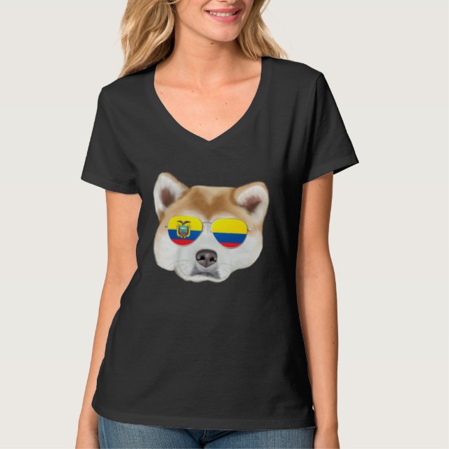 Ecuadorian Flag Akita Dog Ecuador Pocket T-Shirt (Front)