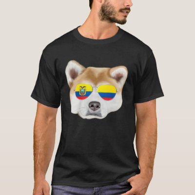 Ecuadorian Flag Akita Dog Ecuador Pocket T-Shirt