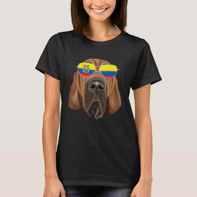 Ecuadorian Flag Bloodhound Dog Ecuador Pocket T-Shirt (Front)